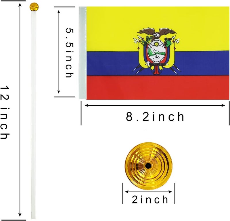 WXTWK 12 Pack Ecuador Flag Ecuadorian Desk Flag Small Mini Ecuadorian Table Flags With Stand Base,Home Office Festival Events Celebration Decorations - Image 2